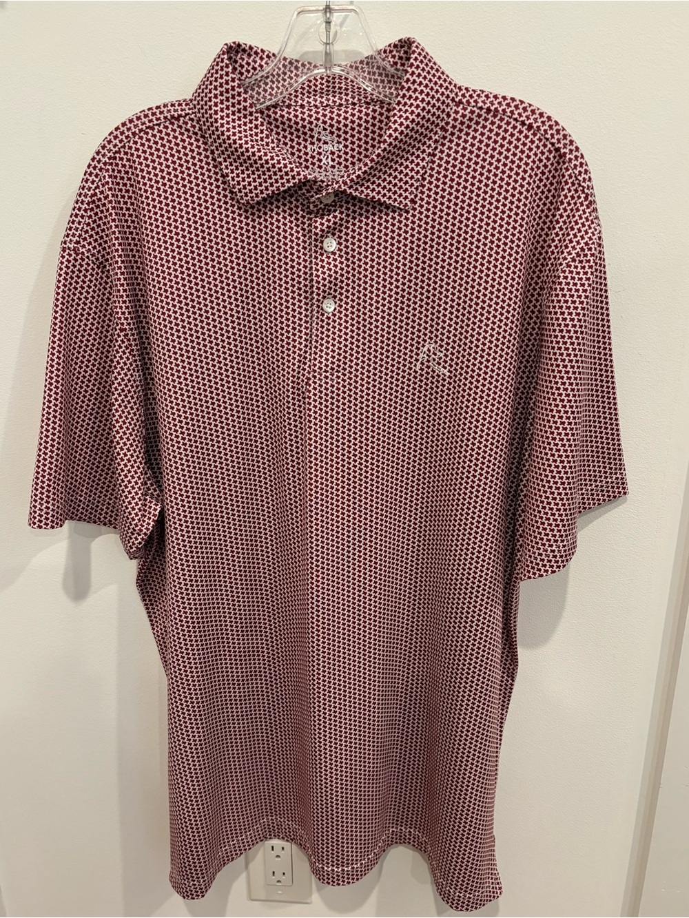 Rhoback Don’t Mess Texas State Micro Print  Golf Polo Maroon White Mens XL
